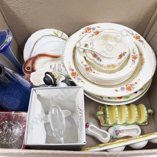 Vintage China Dessert Set Various Plates Some Glassware & Assorted