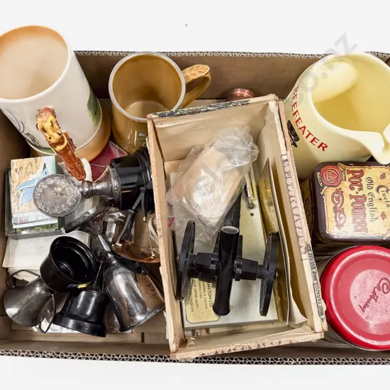 Various Advertising Jugs Mugs Tins & S/Plate Trophies