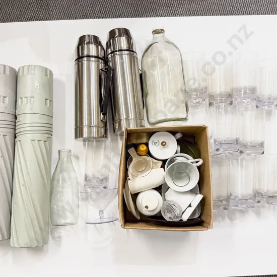 Assorted Plastic Glassware Vintage Beer Flagon Thermos & Assorted