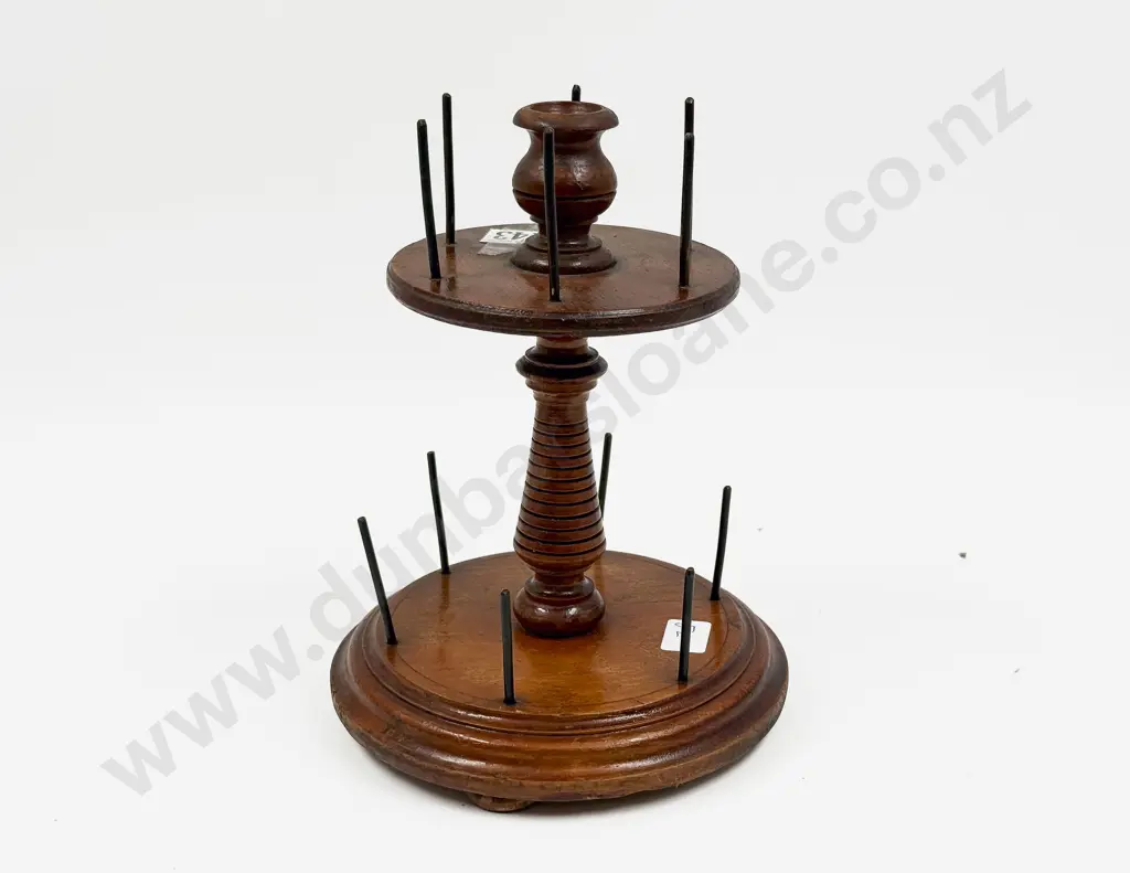 Vintage Turned Wooden Spool Holder Image 1++