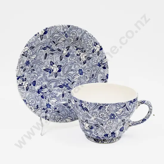 Maling Blue & White Breakfast Cup & Shallow Saucer