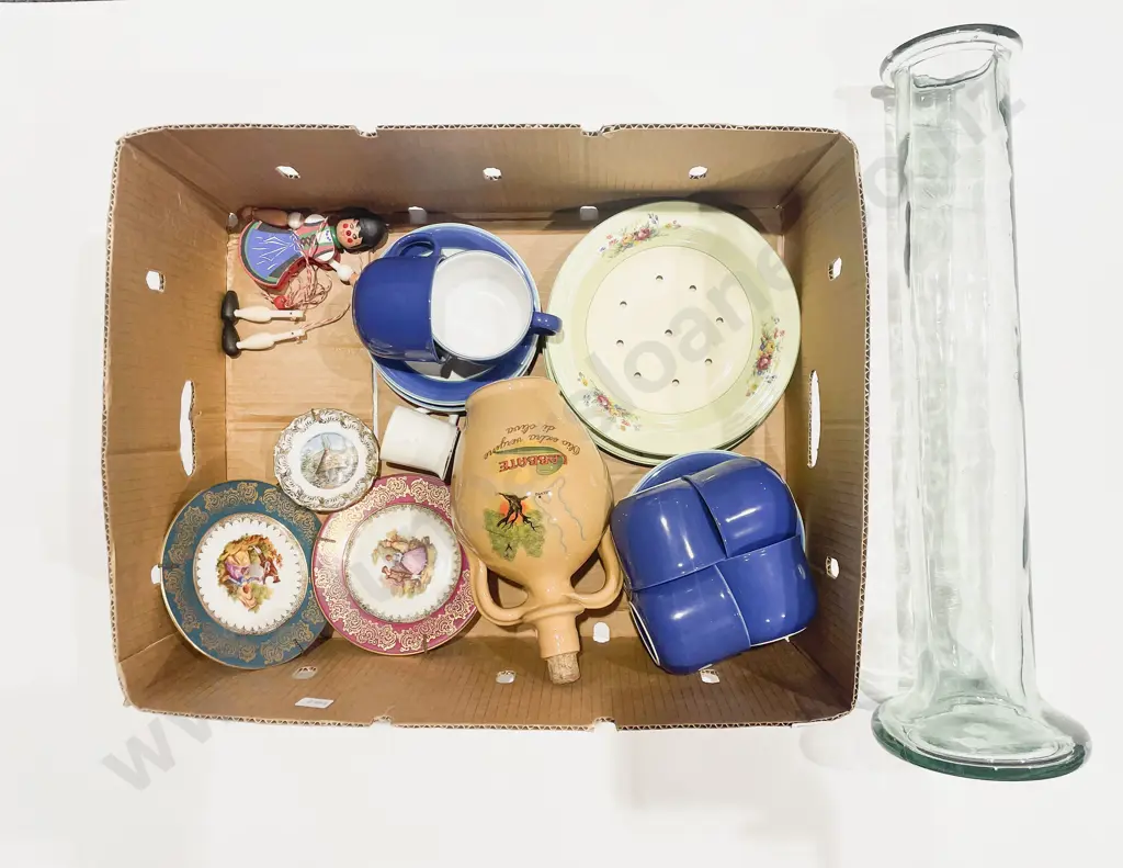 A Boxed Punch Set together with Qty of Assorted China & Tall  Glass Vase Image 1++