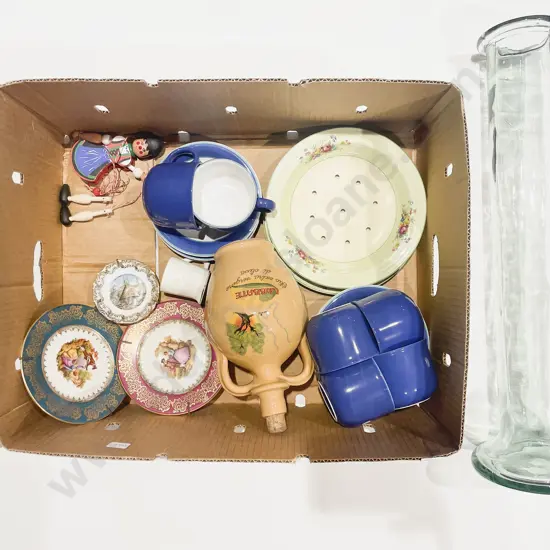 A Boxed Punch Set together with Qty of Assorted China & Tall  Glass Vase