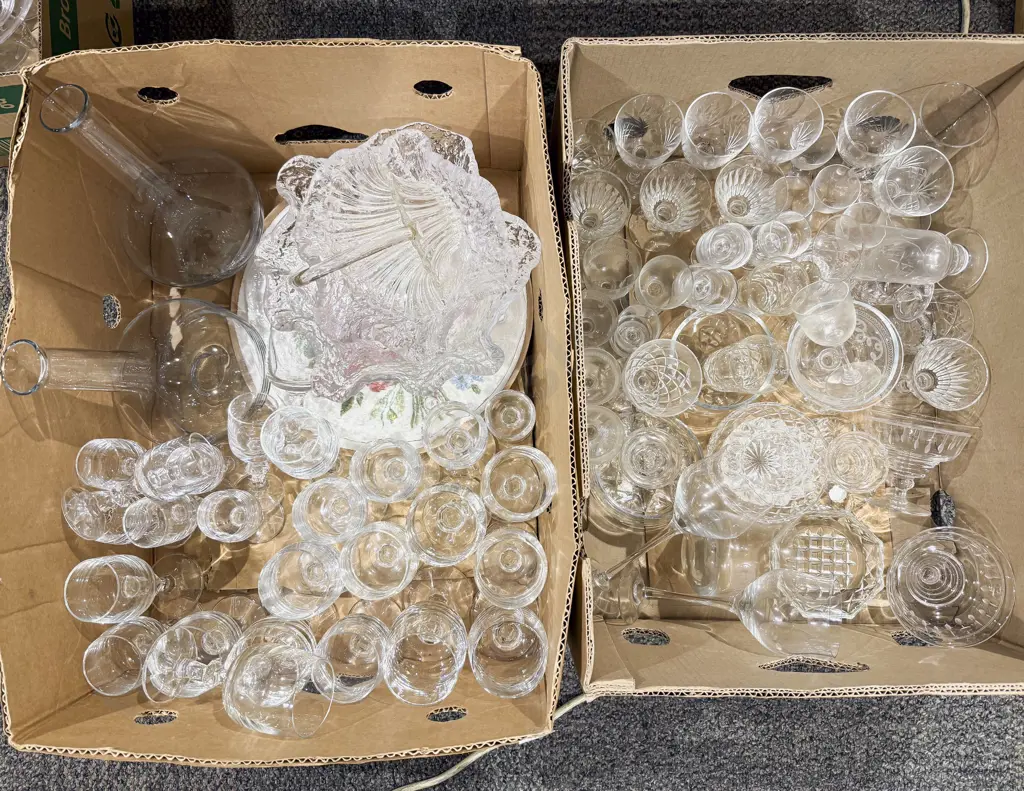Two Boxes of Assorted Glassware Image 1++
