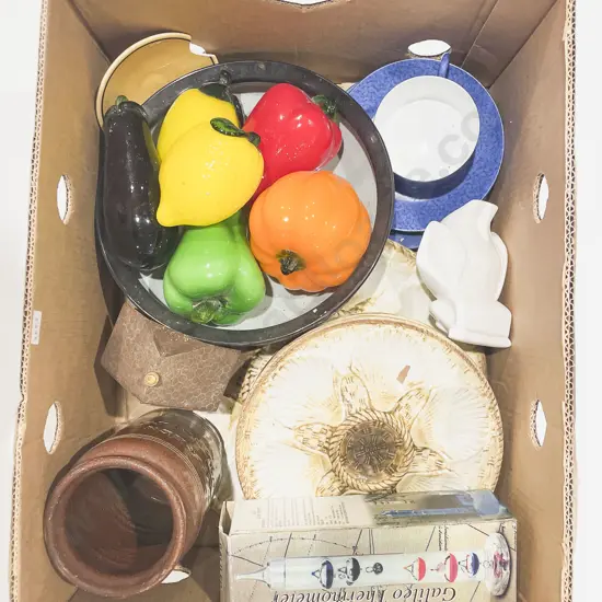 Qty of Glass Faux Fruit together with Assorted Serving Ware