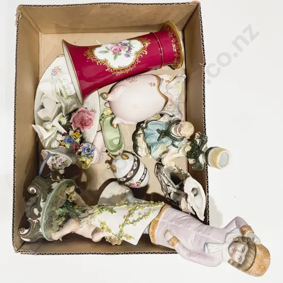 Qty of Assorted Fancy China Floral Ornaments & Figures