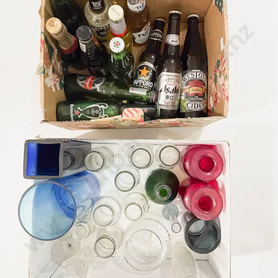 Two Boxes of Assorted Glassware & Alcohol