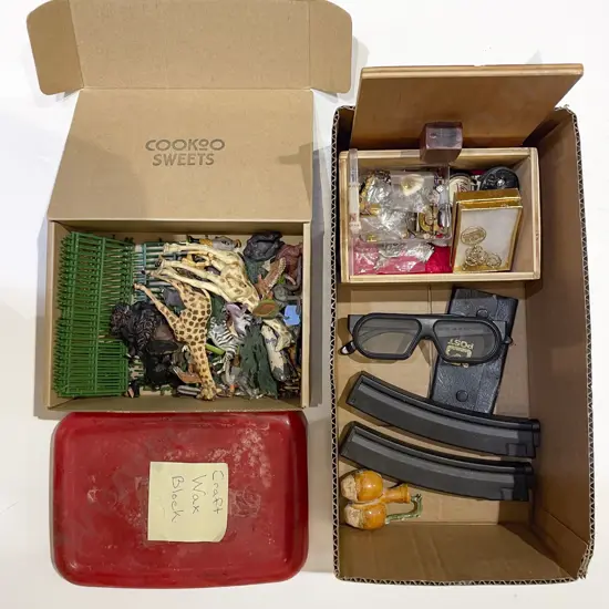 Qty of Assorted Vintage Toys together with Craft Wax Block etc
