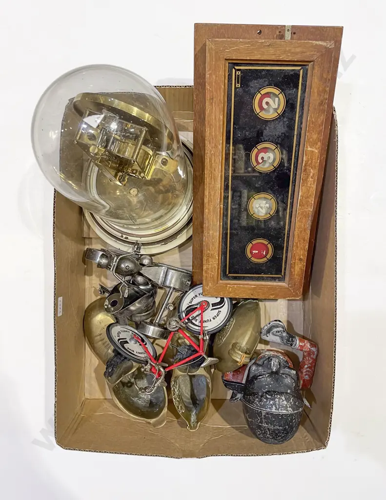 Box Qty of Assorted Ornaments together with Dome Cased Clock Image 1++