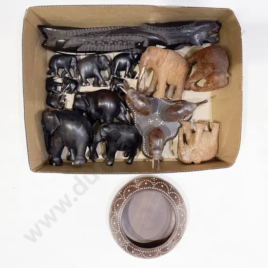 Box Qty of Assorted Elephant Ornaments etc