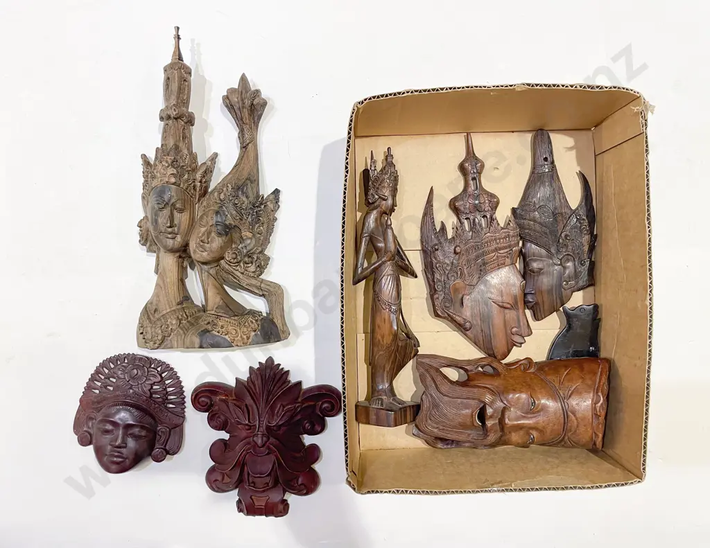 Box Qty of Assorted Carved Figures etc Image 1++