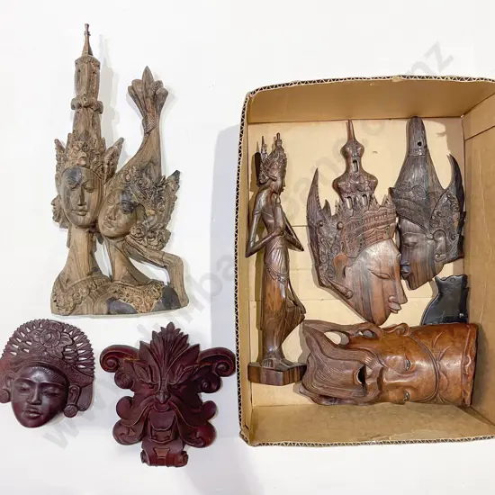 Box Qty of Assorted Carved Figures etc