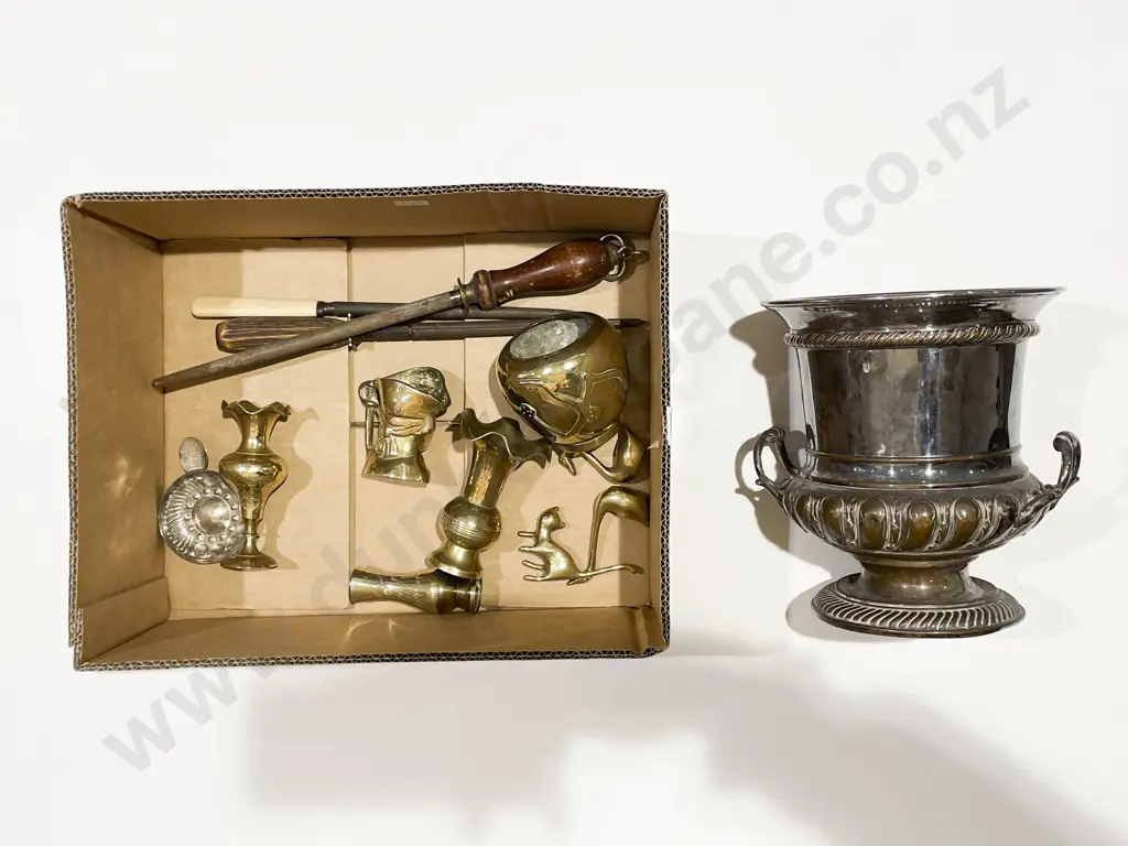 S/P Champagne Bucket with Wine Sipper & Assorted Metalware Image 1++