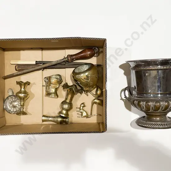 S/P Champagne Bucket with Wine Sipper & Assorted Metalware