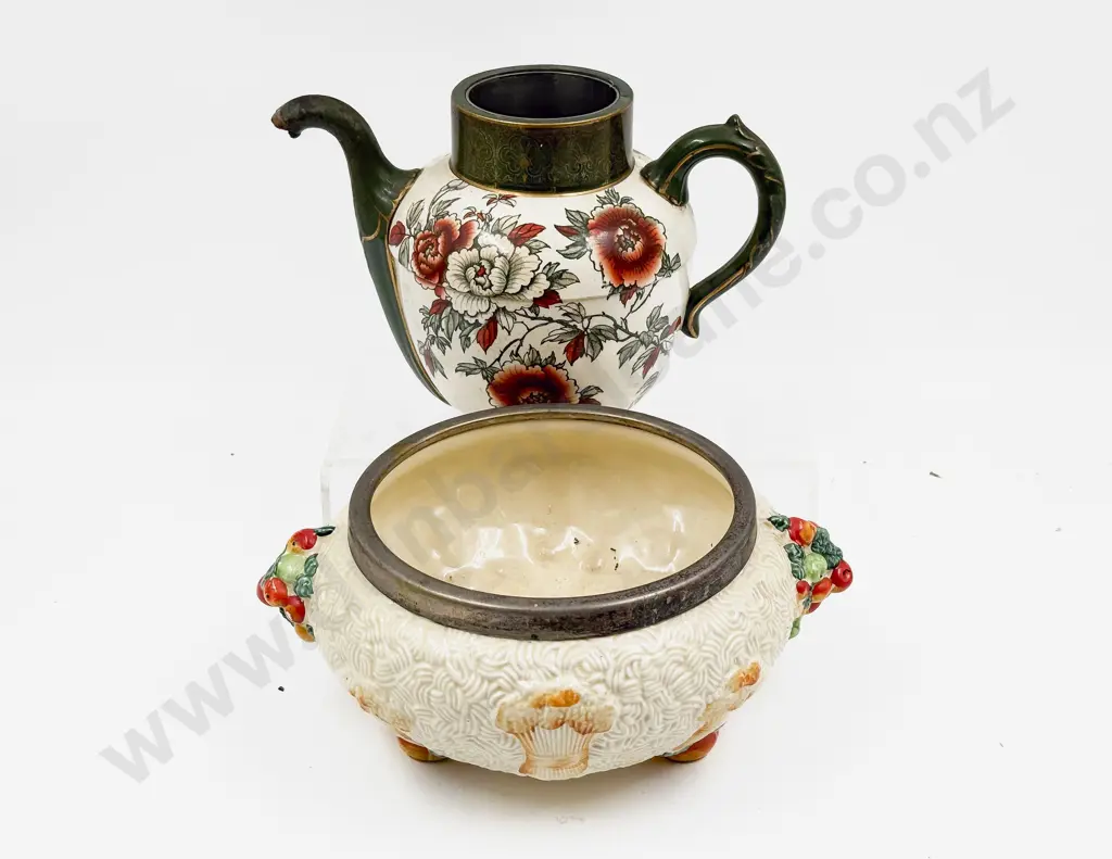 Clarice Cliff Celtic Harvest Salad Bowl together with Doulton Burslem Teapot Image 1++