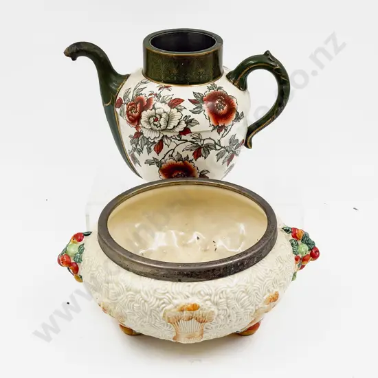 Clarice Cliff Celtic Harvest Salad Bowl together with Doulton Burslem Teapot