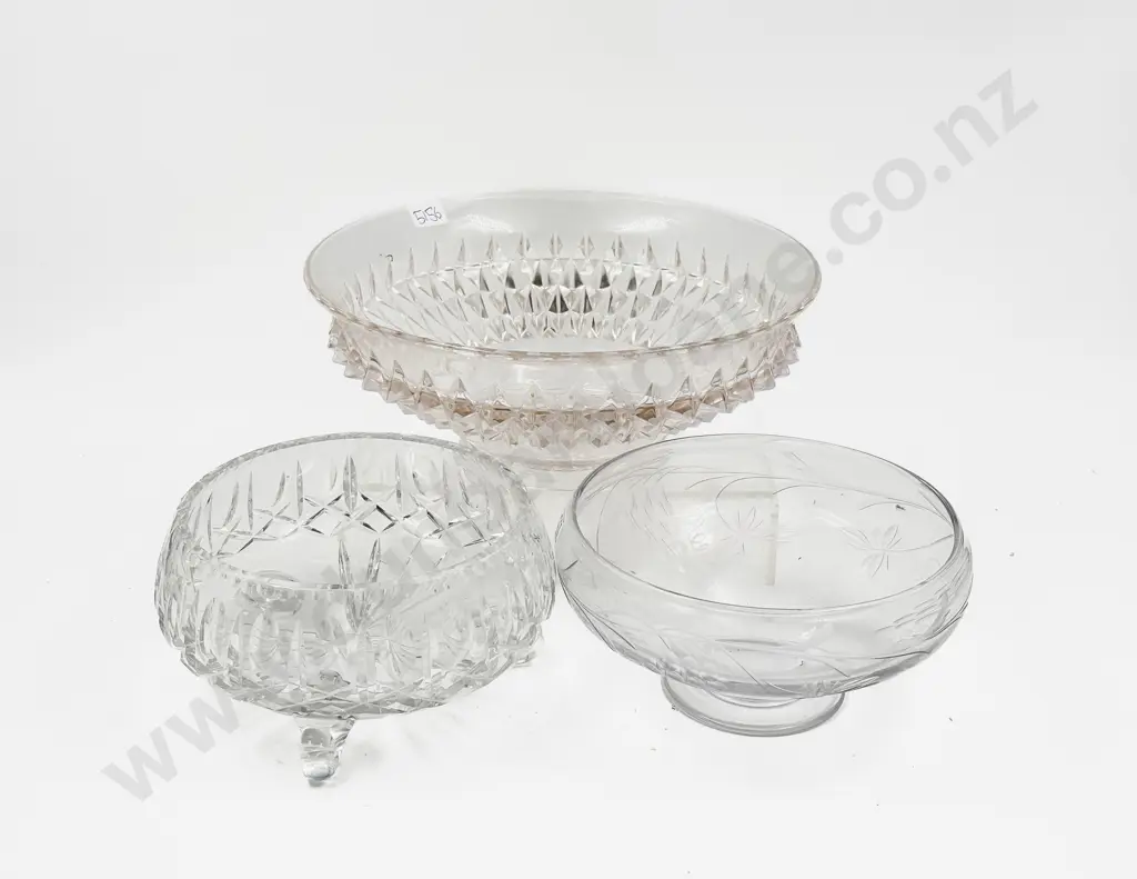 Two Crystal Bowls together with Pressed Glass Comport Image 1++