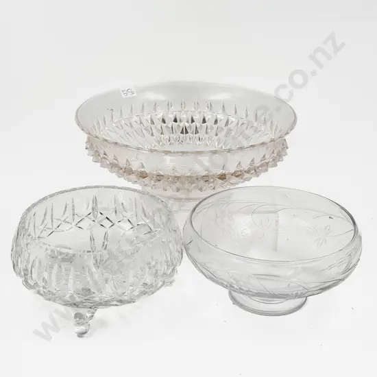 Two Crystal Bowls together with Pressed Glass Comport