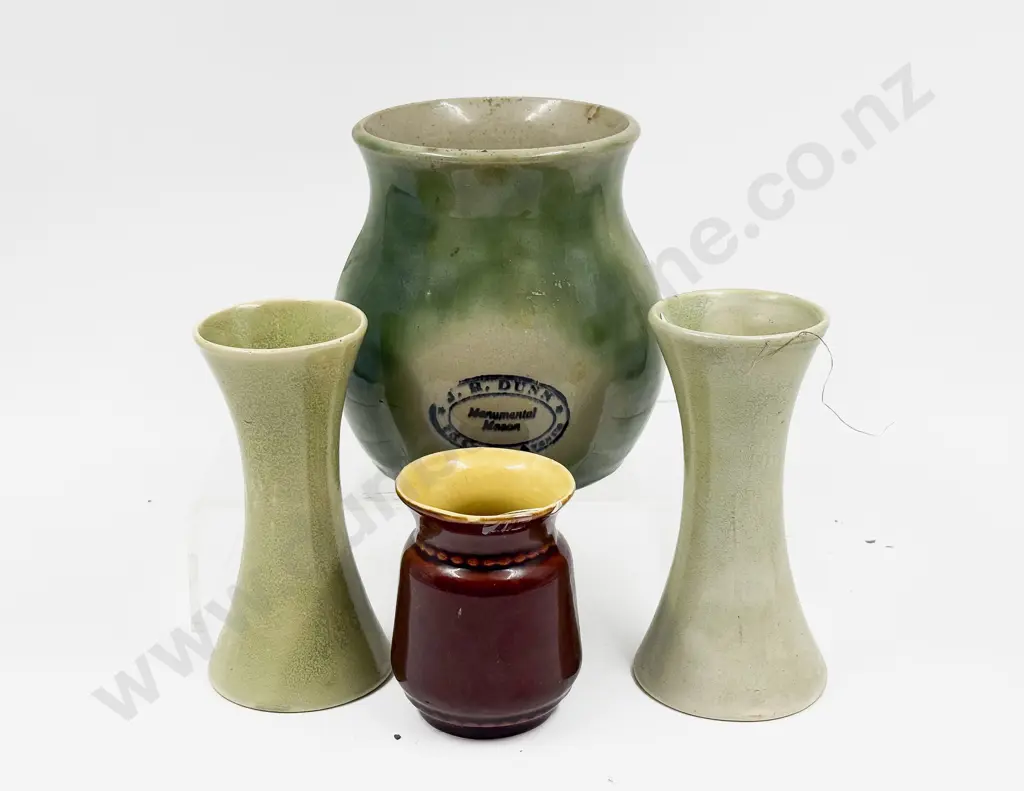 Small Crown Lynn Vase together with Pair of Stoneware Vases Image 1++