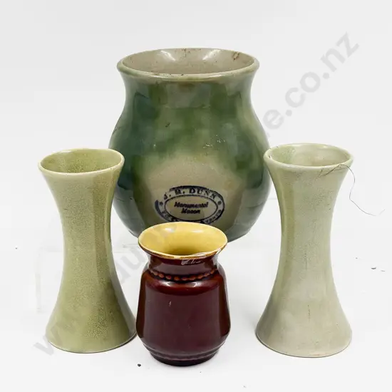 Small Crown Lynn Vase together with Pair of Stoneware Vases