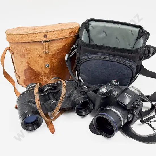 Digital Camera together with Binoculars in Case