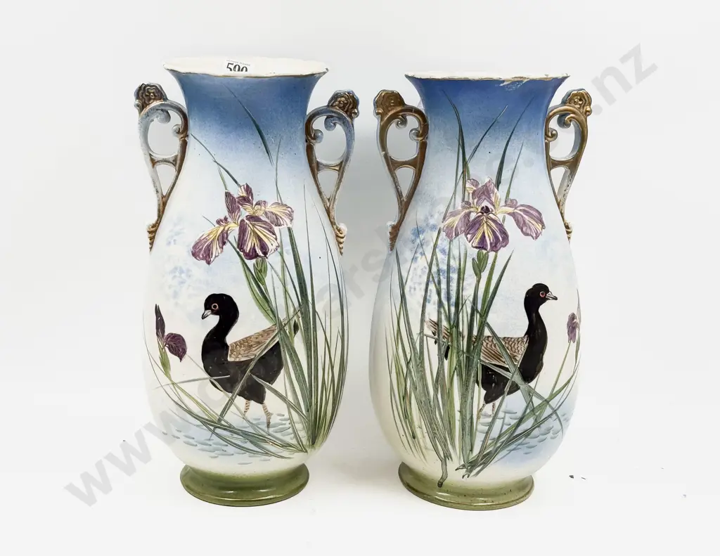 A Pair of Satsuma Mantel Vases Image 1++