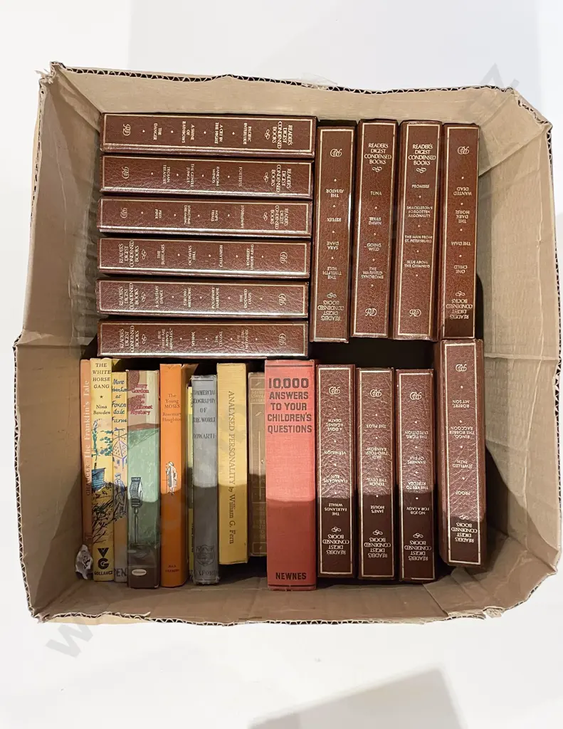 Box Qty of Assorted Childrens Education Books together with Various Volumes of Readers Digest Condensed Books Image 1++