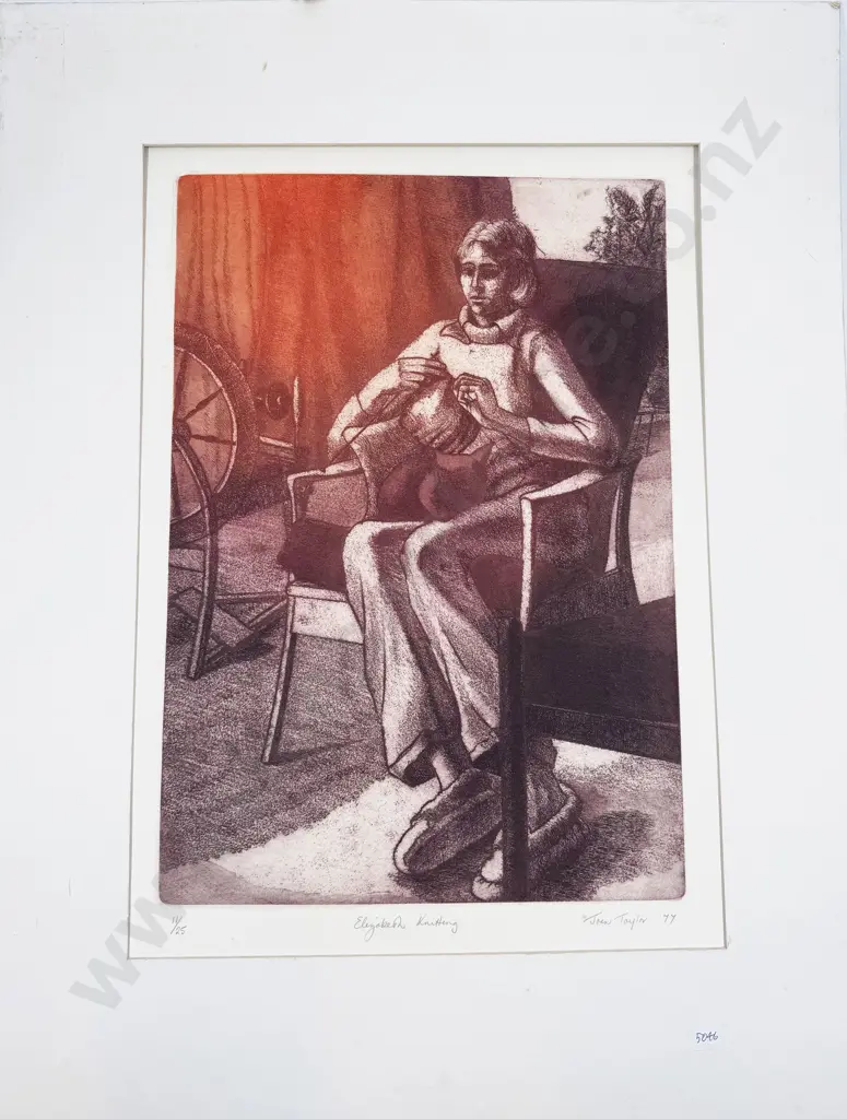 Joan Taylor - "Elizabeth Knitting" - Ltd Ed Print Image 1++