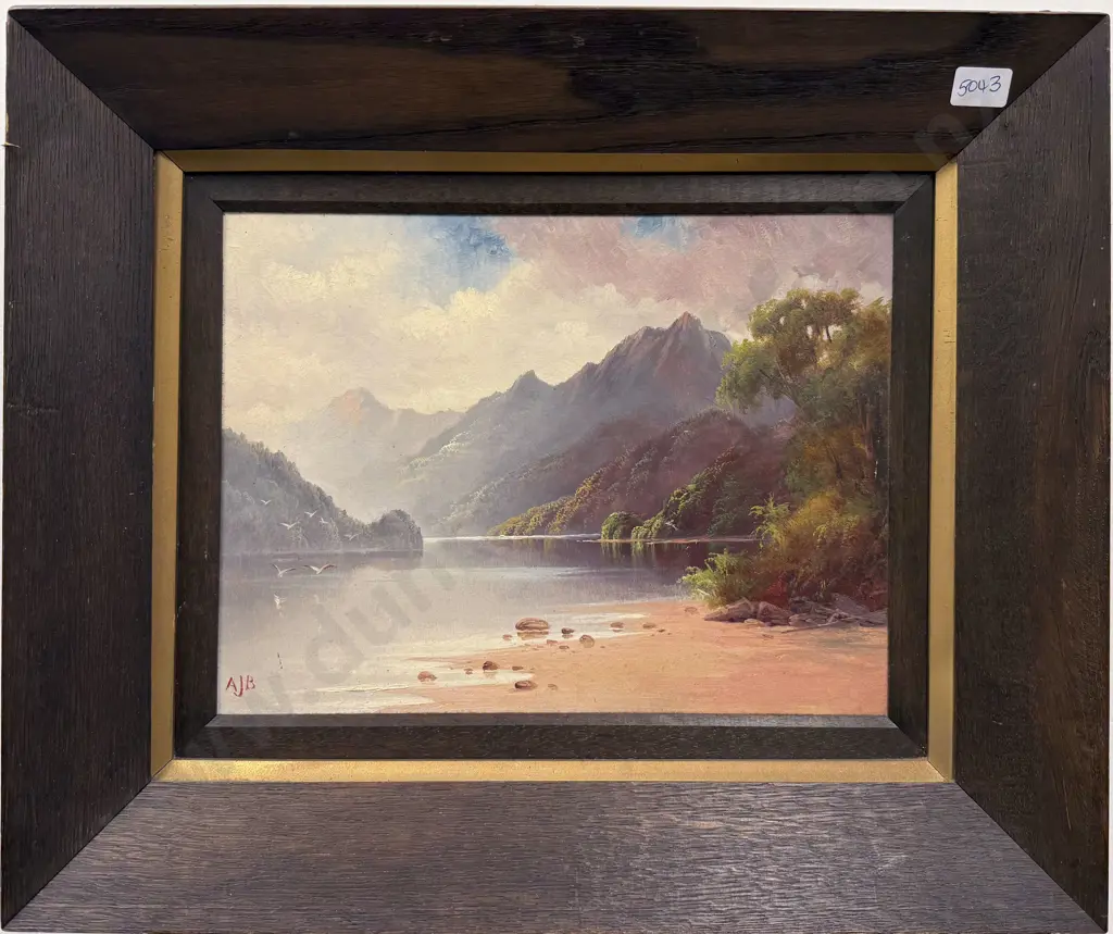 Signed A.J.B. - Colonial Landscape - Oil on Board Image 1++
