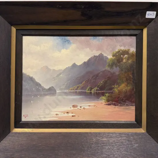 Signed A.J.B. - Colonial Landscape - Oil on Board