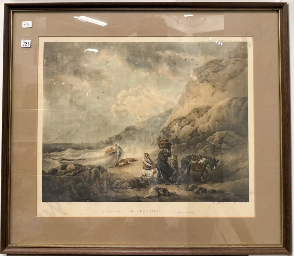G. Morland - "Fishermen" - Reproduction Historical Print Image 1++