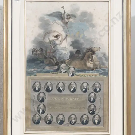 Commemoration of The Naval Battle of Camperdown - Coloured Engraving Proof