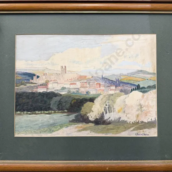 A. Percival Potter - Scenic Townscape - Oil on Canvas Board
