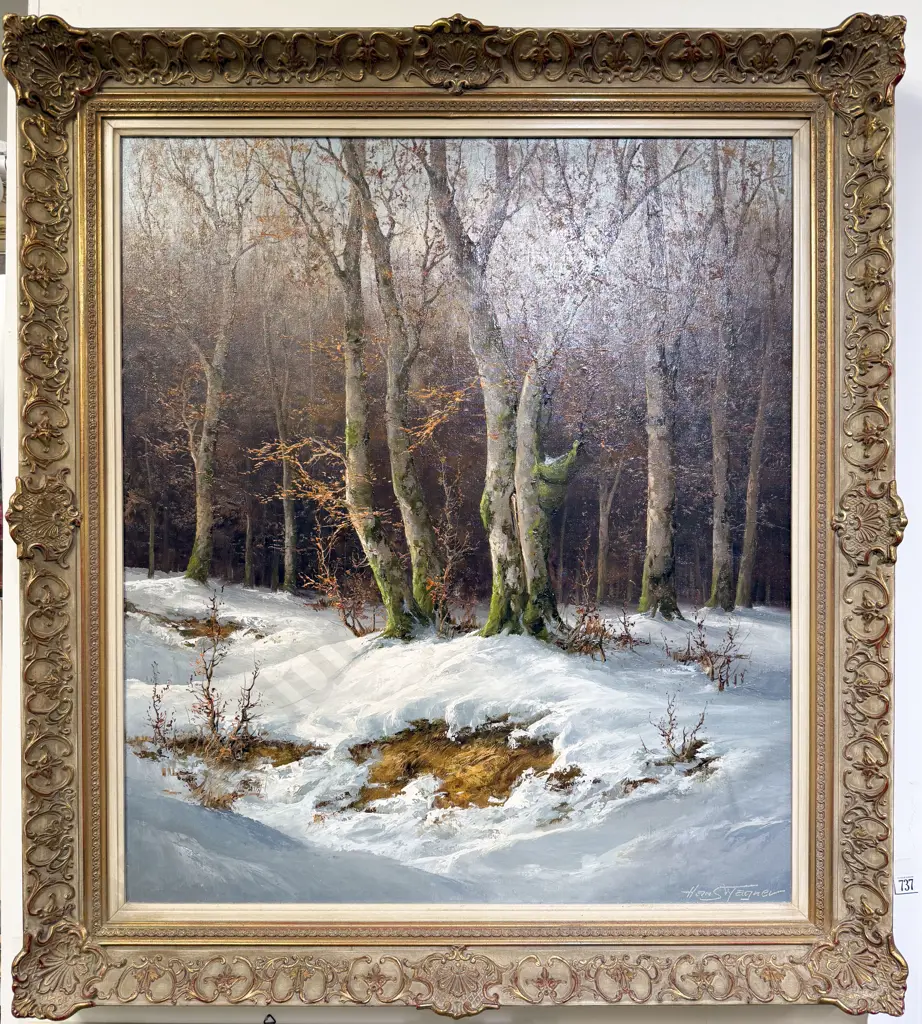 Hans Wagner - "Winterwald" - Oil on Canvas Image 1++