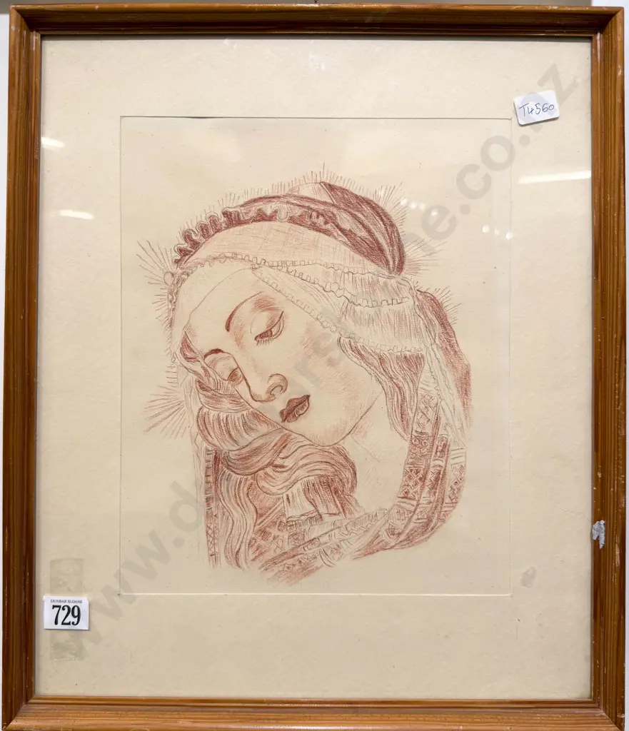 Unsigned - Portrait of Mary - Coloured Pencil on Paper Image 1++