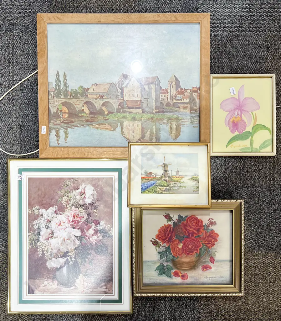 Five Assorted Framed Prints & Originals Image 1++