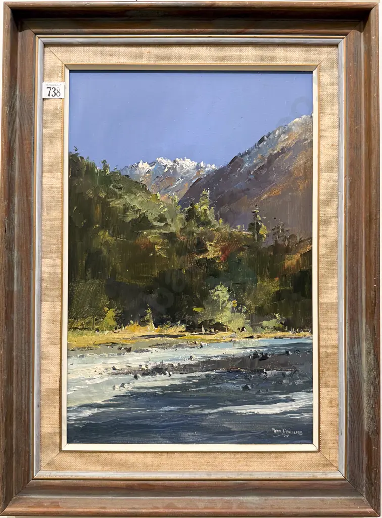 Peter J. Wallers - "Haast River" - Oil on Board Image 1++