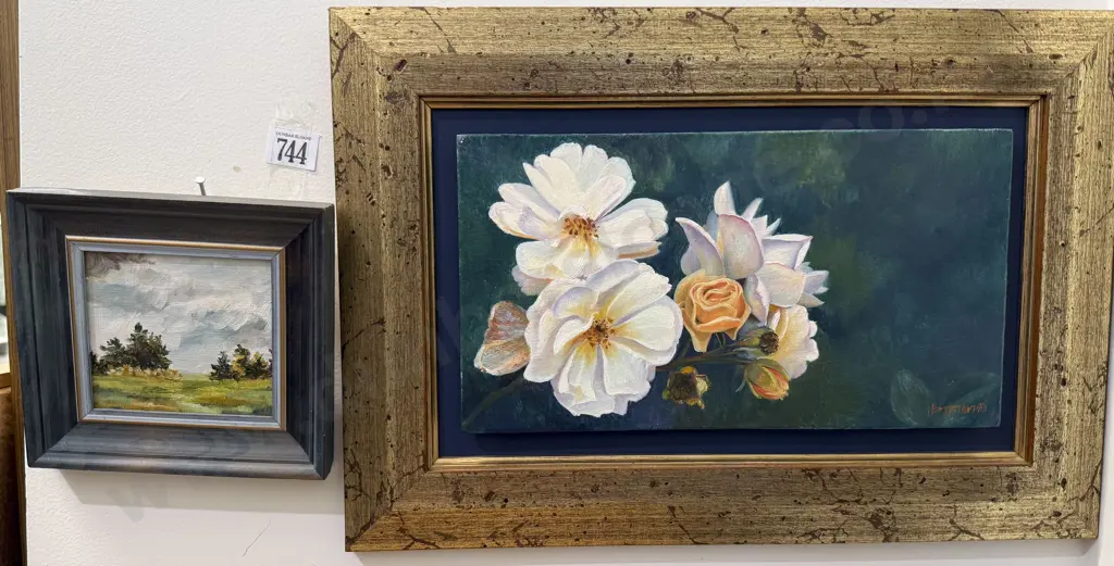 Ian Hamlin - Floral Still Life - Oil on Board together with Small Mary Archibald Oil Image 1++