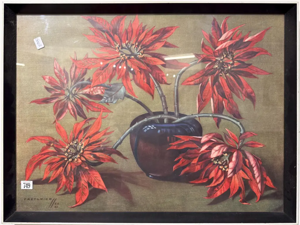 Vladimir Tretchikoff - "Poinsettias" -  Print Image 1++