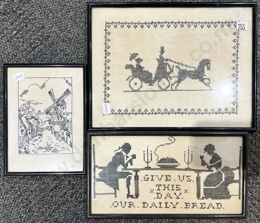 Three Assorted Framed Needlepoint Works Image 1++