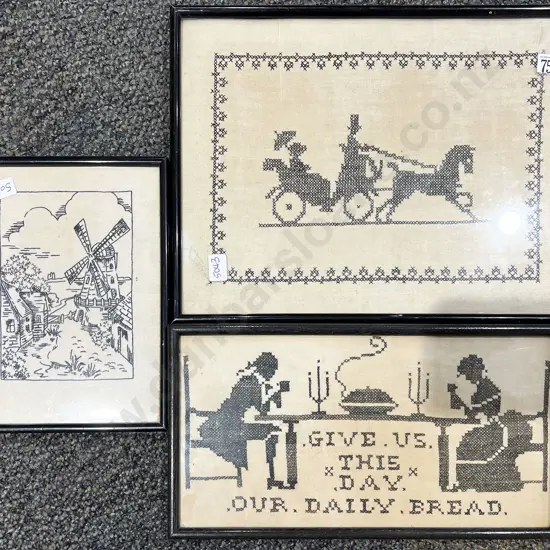 Three Assorted Framed Needlepoint Works