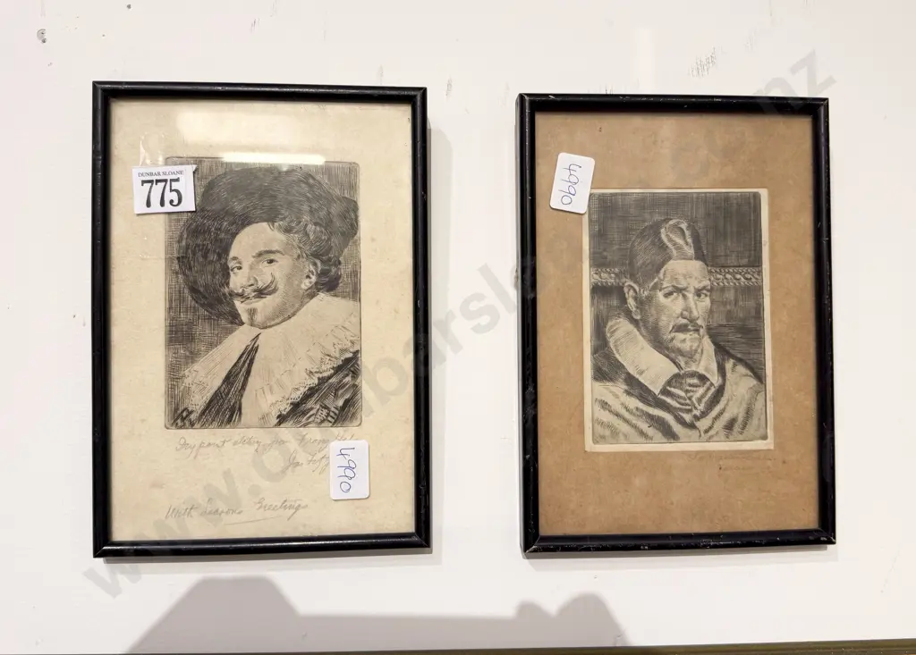 Drypoint Etching of The Laughing Cavalier by Frans Hals together with Other Image 1++