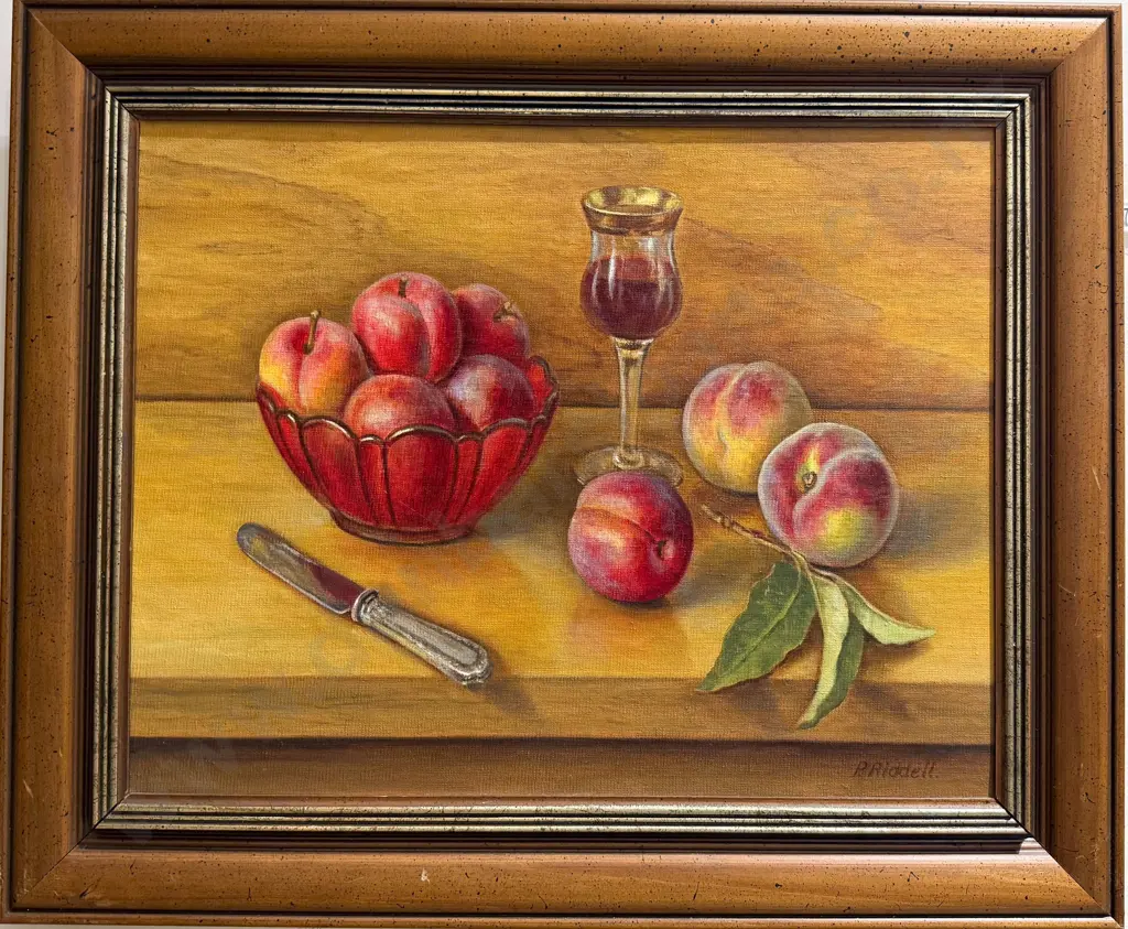 P. Riddell - Still Life - Oil on Canvas Board Image 1++