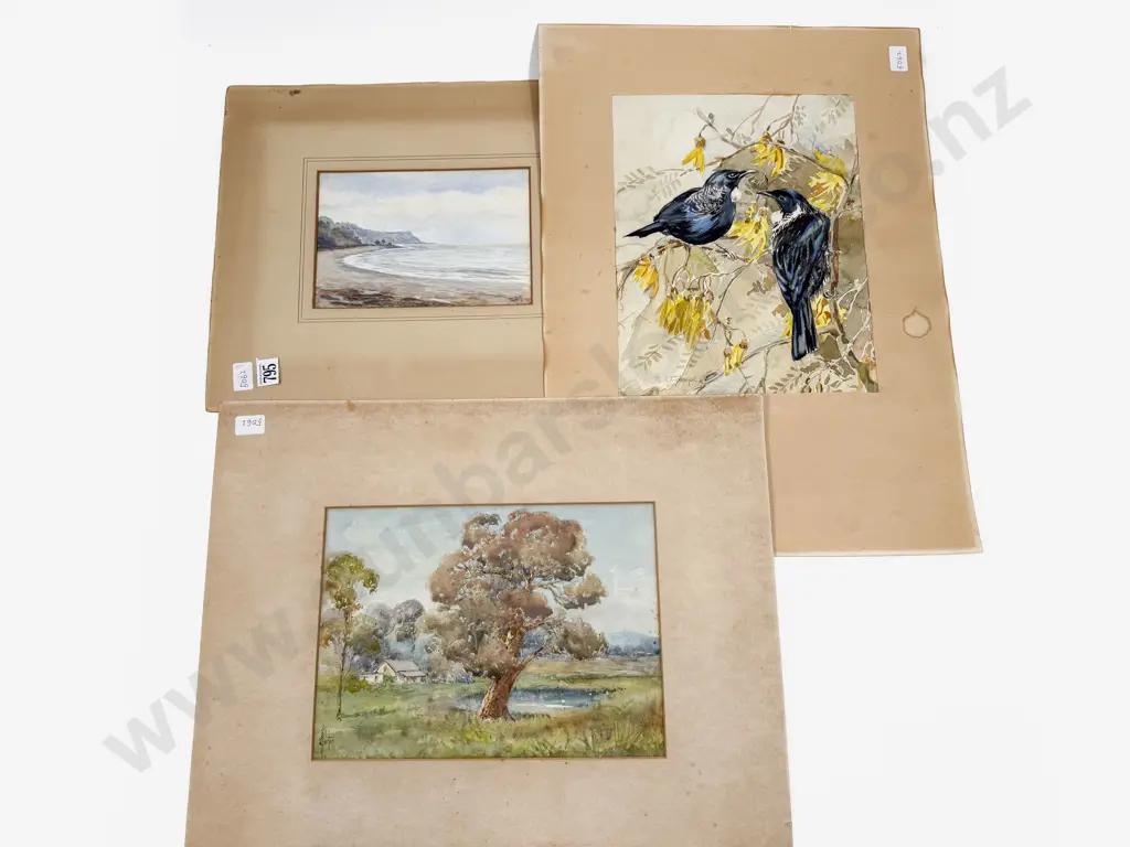 Three Assorted Unframed Watercolours Image 1++