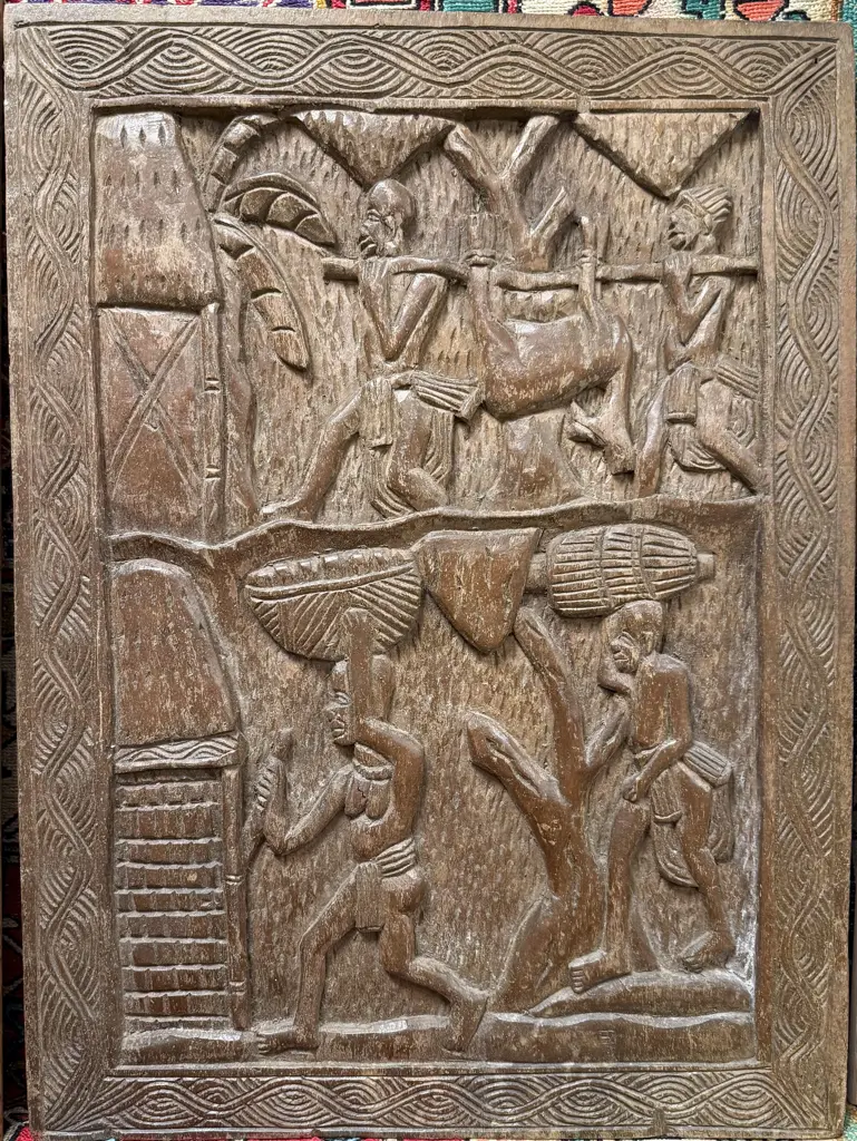 Carved African Story Board Panel Image 1++