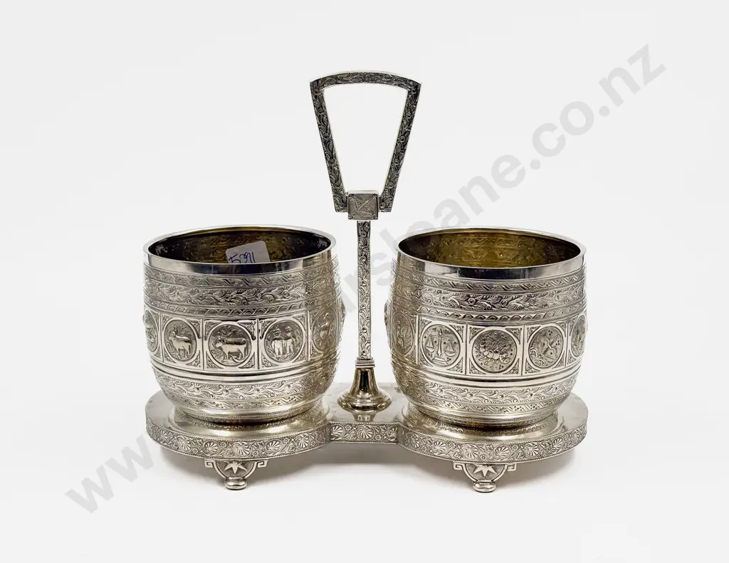 S/P Rondels of Zodiac Emblems Wine Cruet Image 1++