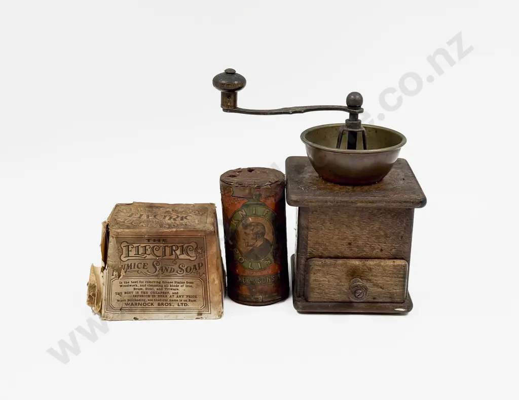 Vintage Coffee Grinder together with Knife Polish & Soap Image 1++
