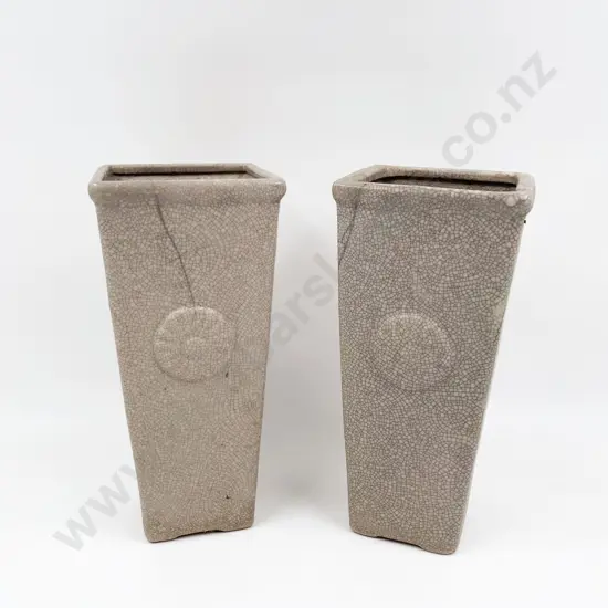A Pair of Crackle Glaze Small Planters