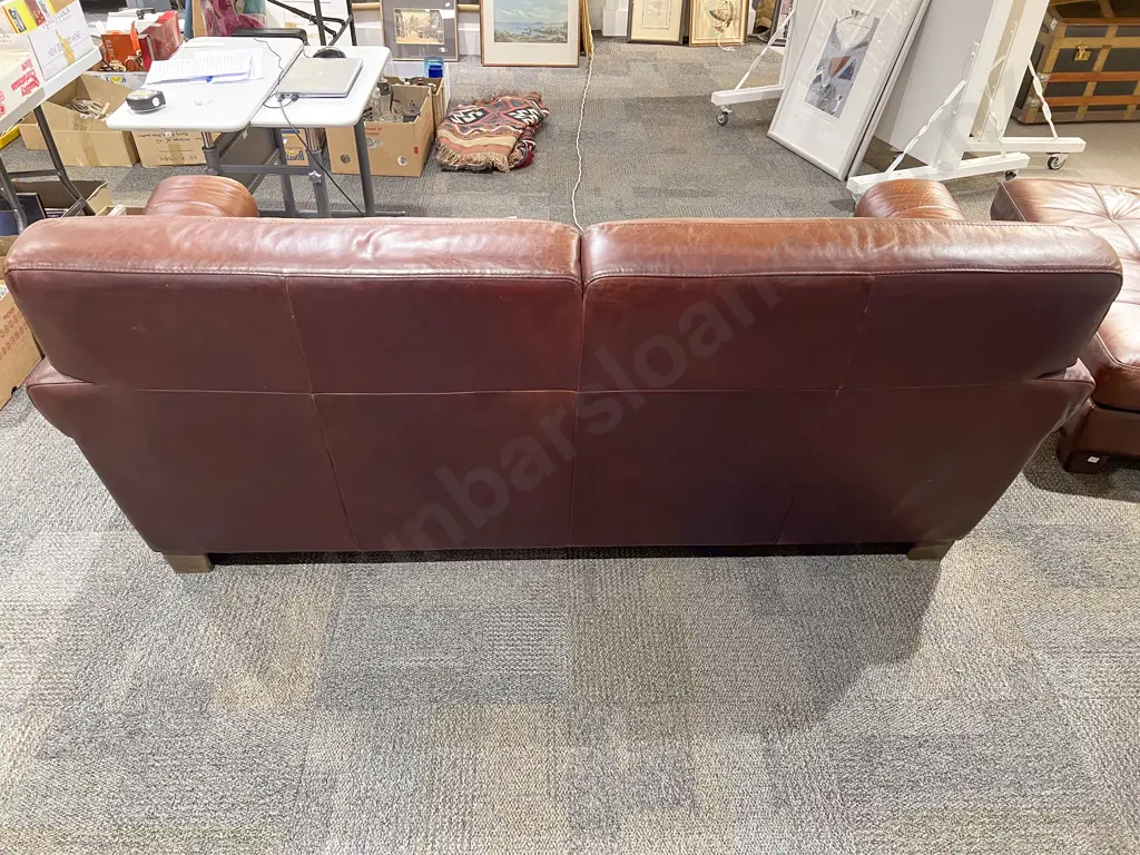 Natuzzi Leather Three Seater Sofa with Matching Ottoman Image 1++