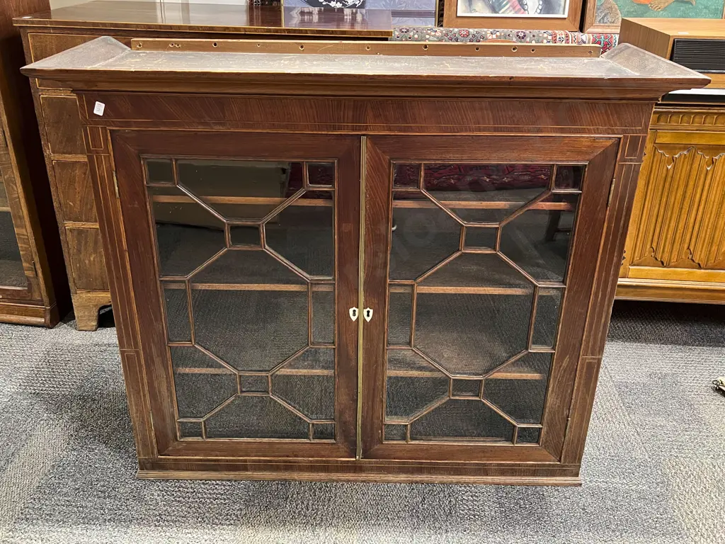 Antique Mahogany Astragal Glazed Door Bookcase Image 1++